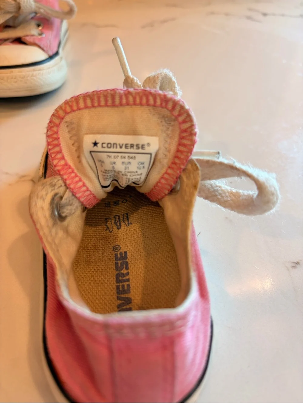 Converse Pink Canvas Low-Top Kids Sneakers with White Toe